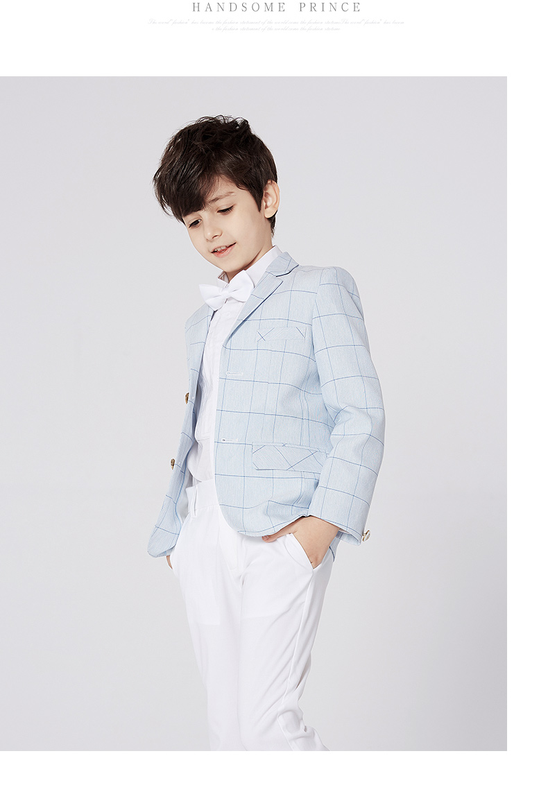 EYAS Chàng trai Váy kẻ sọc Big Child Suit Trẻ em Người mẫu T Giai đoạn Catwalk Chủ nhà nhỏ Trình diễn trang phục thời trang trẻ em cao cấp