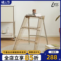 less living Nordic home ladder frame folding indoor multifunctional shelving mesh red three-step herringbone ladder