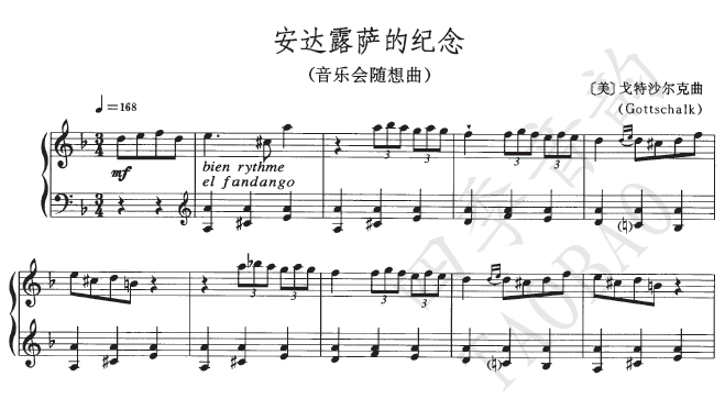 Memories Op 22 Piano solo spectrum by Gottschalk Gottschalter Andalusia 