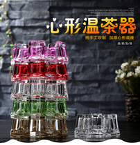 Tea set Heart-shaped crystal glass base Flower tea pot Glass pot heater Heat-resistant candle warm tea set Tea set accessories