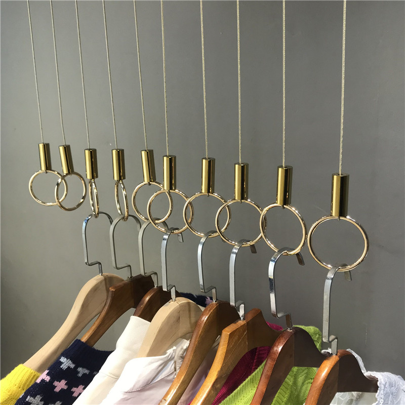 Clothing store hook gold wire hanging ring hanging clothes hanging ring hanging shop supplies chain hanger display stand