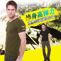 Allied trend V-collar military fans T-shirt mens summer short-sleeved T-shirt outdoor slim version short-sleeved military green T-shirt