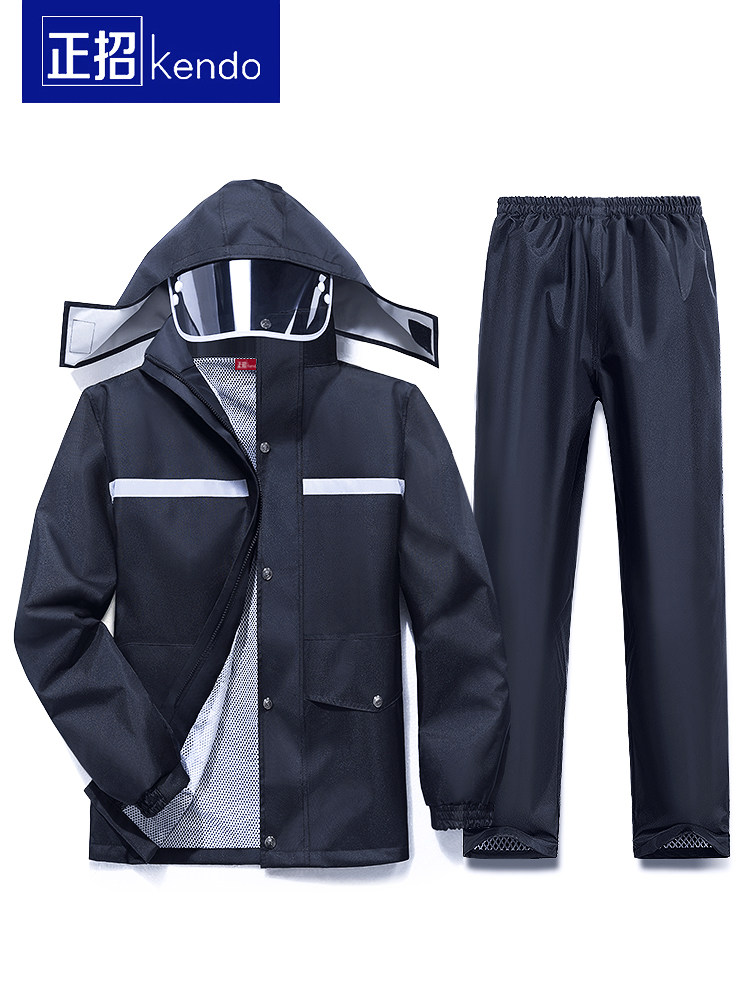 Is hiring raincoat rain pants suit men's two-piece long version of the full body electric car thickened delivery ride waterproof and rainproof