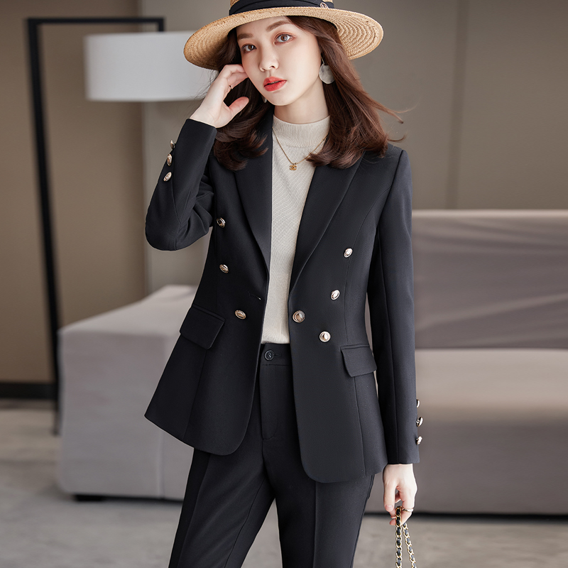 Black Small Suit Suit Woman 2021 Fall New Korean Version Goddess Van Casual Workplace West Suit Jacket Blouse