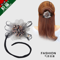 Gball head curler Korean flower headdress variable fluffy fluffy flower head lazy hair band female styler curling hair stick