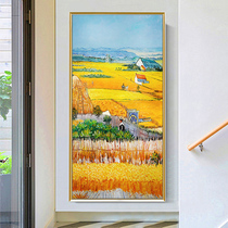 Entrance Xuanguan Decoration Painting Van High Harvest Corridor Pure Hand Painted Oil Painting American European-style Hanging Painting Modern Light Lavish Mural Painting