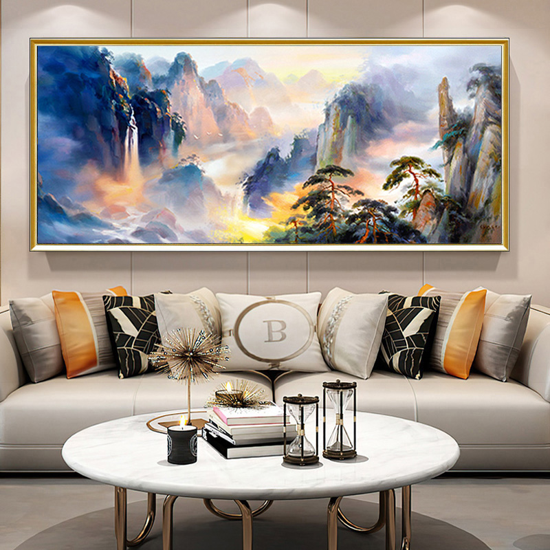 New Chinese Living Room Sofa Dining Room Decoration Painting Pure Hand-painted Oil Painting Landscape Landscape Landscape Paintings and Background Wall Hanging Paintings