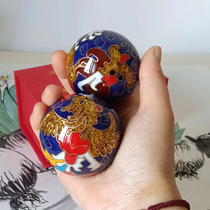 Birthday star Baoding iron ball cloisonné dragon and phoenix health ball handball hollow ring tone elderly peoples hands playing and holding fitness ball