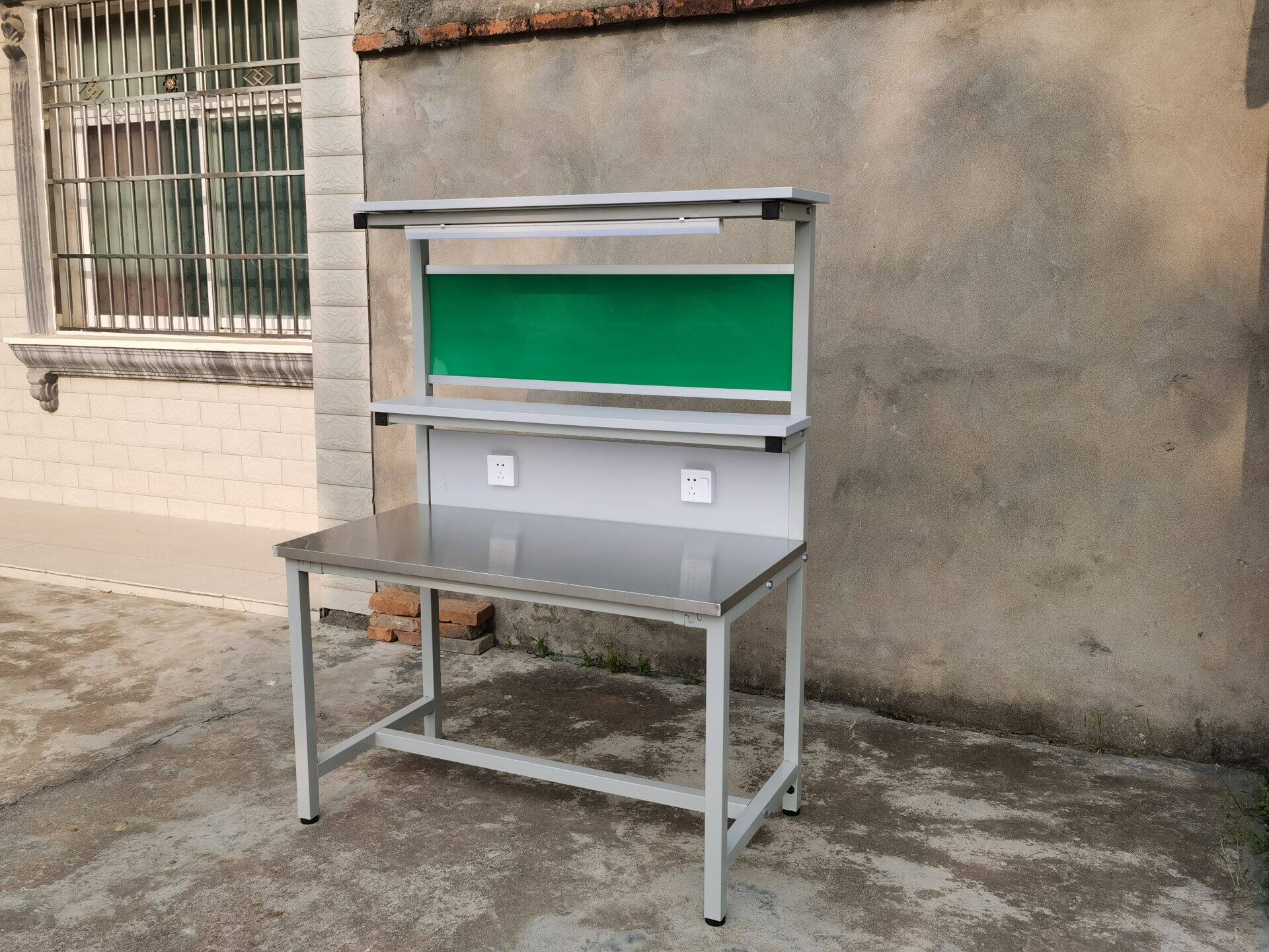 Stainless steel workbench operation strap lamp multifunctional factory workshop inspection desk electronic maintenance packaging and assembly table