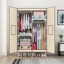 Wardrobe rental room with simple cloth wardrobe steel tube plus coarse reinforcement single door style sturdy and durable hanging clothes cabinet