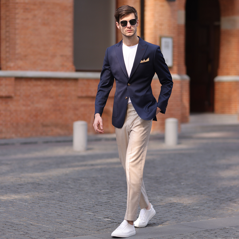 ins Navy Blue Casual Business Commuting Versatile Blazer for Men, High-Quality, Mature British Style Wool Single Blazer ins Navy Blue Casual Business Commuting Versatile Blazer for Men, High-Quality, Mature British Style Wool Single Blazer