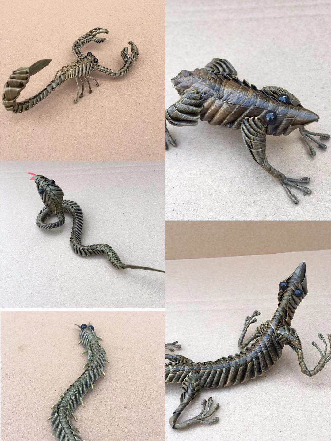 Grass-knitted animal Five-poison suit insect-end Dragon Boat Festival Activity Shooter 5-poison rice dumplings Handicraft Scorpion Snake centipede toad