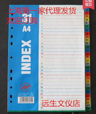 31 Page Color Paginated Paper Plastic Paged Paper PP Plastic Paged Paper Index Paper A4 31 Page Classified Paper Sepp