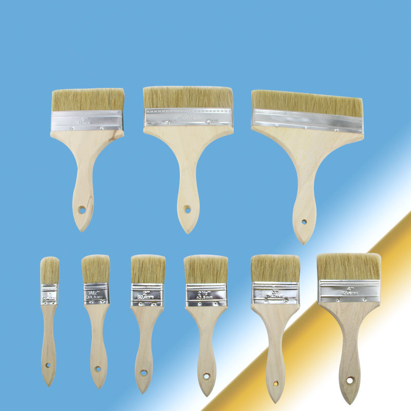 White Hair Brush Long Hair Paint Brush Wood Handle Hairbrush With Grey Brush Oil Brushed Brush Mane Wood Handle Brush
