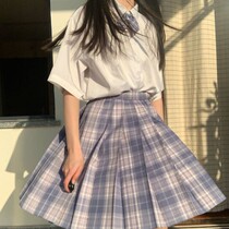 Purple smoke genuine rabbit sewing JK uniform full set summer original cheer sauce short sleeve shirt pleated plaid skirt women