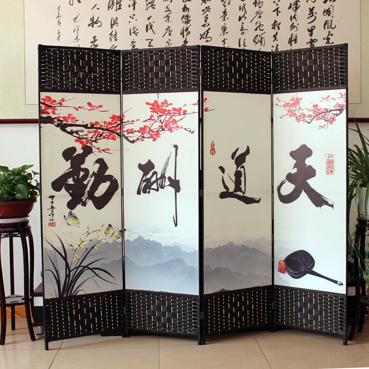 Phòng khách gấp hoạt động retro Trung Quốc màn hình phân vùng hiên IKEA phòng ngủ tùy chỉnh đơn giản màn hình gấp vải di động - Màn hình / Cửa sổ tấm bình phong gỗ