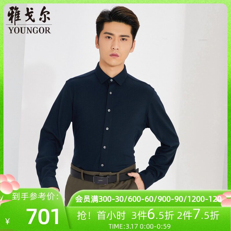 Youngor men's long-sleeved shirt autumn winter new official business leisure mall same wool knit S1615