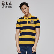 Youngor Youngor mùa hè nam áo sơ mi polo nam sọc ngắn tay của nam giới kinh doanh bình thường T-Shirt nam 5589