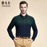 Youngor Youngor Mùa Xuân và Mùa Thu Nam Dài Tay Áo T-Shirt Kinh Doanh Bình Thường Gradient Modal T-Shirt 5814 áo thun đen nam
