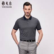 Youngor Youngor mùa hè nam áo sơ mi kinh doanh bình thường polo sọc nam ngắn tay T-Shirt nam 4896 áo thun nam tay ngắn có cổ