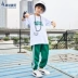 Quần bé trai hip-hop hip-hop set đồ trẻ em phiên bản tiếng Hàn mới in quần áo đường phố ngắn tay trang phục biểu diễn trẻ em Trang phục