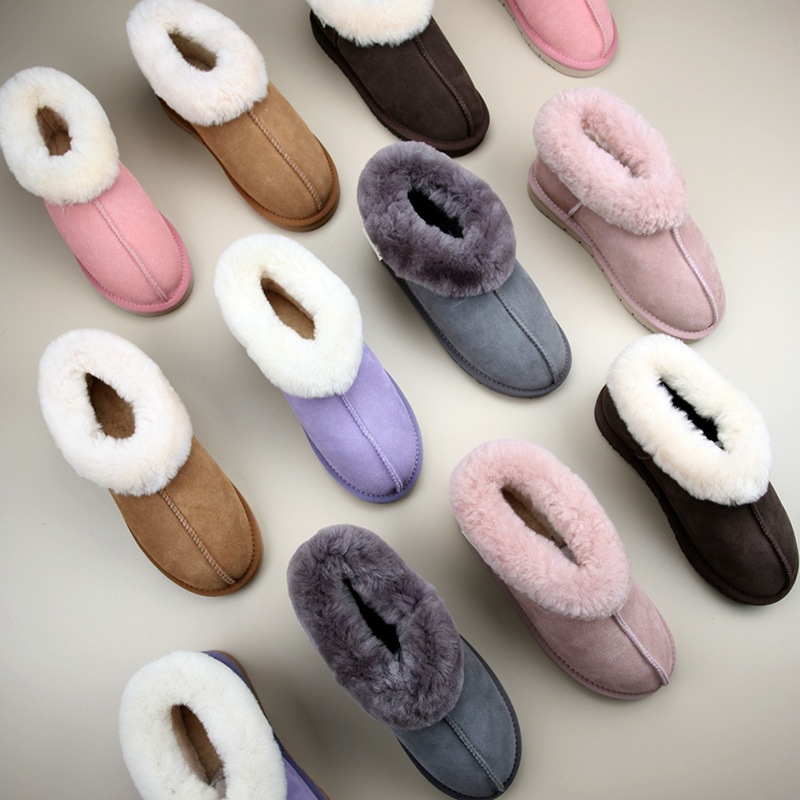 2025 Autumn and Winter Wool Slippers with Heel for Men and Women, Home Fur Integrated Slippers, Non-Slip, Thickened, Warm Indoor Cotton Shoes