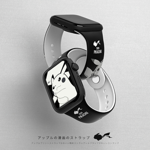 适用苹果手表表带6卡通印花se日系apple watch5表带iwatch1/2/3代运动硅胶潮牌男女38/42mm40/44腕带series 6