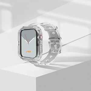 冰川限定 苹果手表表带iwatch5/4/3/2/1代applewatch 6全包一体式保护夏天透明38/42mm40/44静静的表带小红书