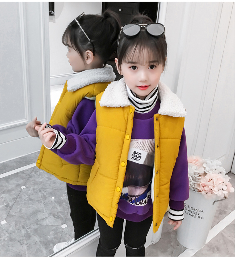 Áo vest bé gái cotton mùa thu đông 2018 mới cho bé mặc mùa đông Hàn Quốc cộng với áo nhung dày cho bé shop trẻ em