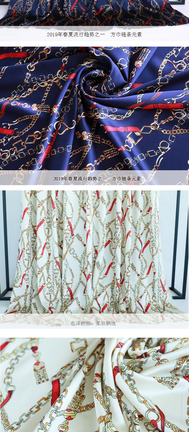 Chuỗi gió châu Âu và châu Mỹ vuông vuông chất liệu voan satin cao cấp mùa xuân và vải mùa hè 2019 vải quần áo - Vải vải tự làm mua vải may quần áo