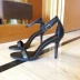 Giày cao gót nữ mùa hè siêu cao gót 2019chic stiletto đen bằng da gợi cảm khóa thắt lưng đẹp giày quai hậu nữ Sandal