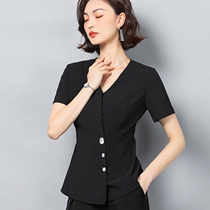 Waist Chiffon Shirt womens summer dress new mother short sleeve Joker design sense v neck shirt foreign style belly cover belly top