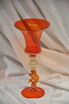 定金 全款1680 橘红色 洒金波浪纹 穆拉诺你大琉璃杯