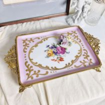 Deposit full price in stock 1580 exquisite brass edging swan mythical beast hand-painted powder tray