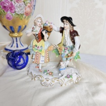 Deposit full price in stock 1399 German couple flower basket shepherd porcelain doll