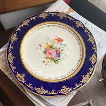 Deposit Cobolt hand-painted cobalt blue gilt plate with diameter 22 5 each