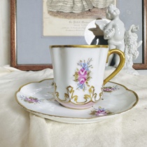 Deposit in stock full price 450 hand-painted baby pink mocha cup from Limoges France