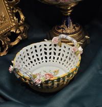 Sèvres style hollow porcelain bowl with handle