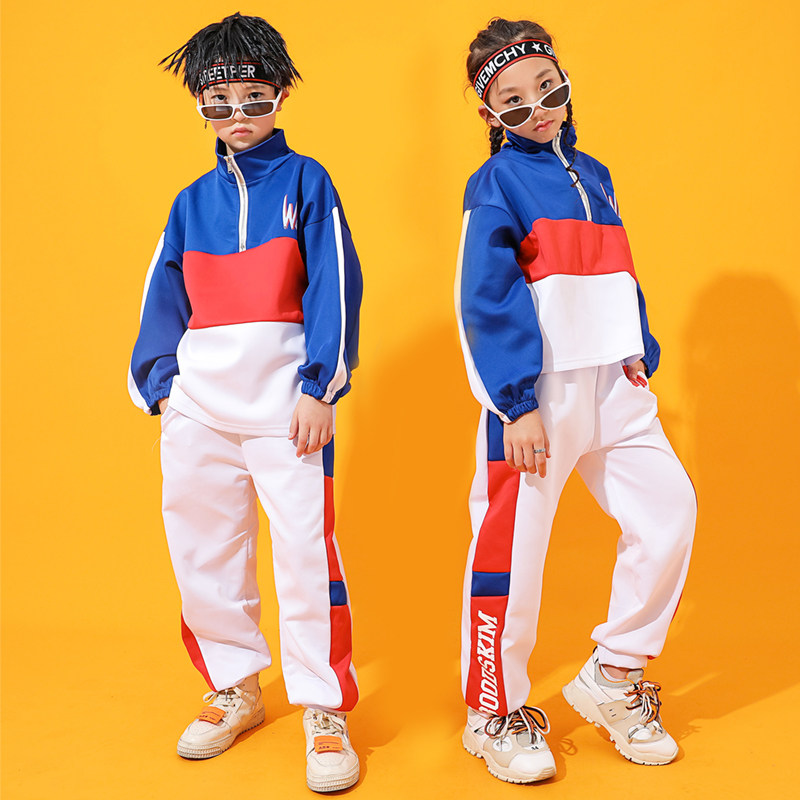 Children's hip-hop set autumn and winter loose sportswear toddler hiphop costume hip-hop girl jazz dance performance