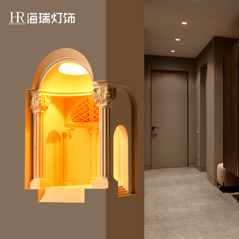 Academy-Style Plaster Corner Lamp, Recessed Corner Sensor Light, Built-In Aromatherapy Palace Niche Light, Pre-Embedded Wall Light