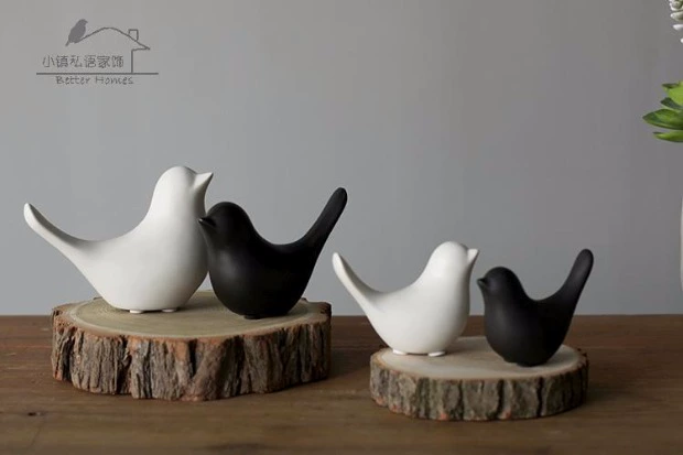 Bắc Âu hiện đại tối giản để bàn trang trí sáng tạo đồ nội thất mềm phụ kiện nhà cổ điển chim gốm đen và trắng