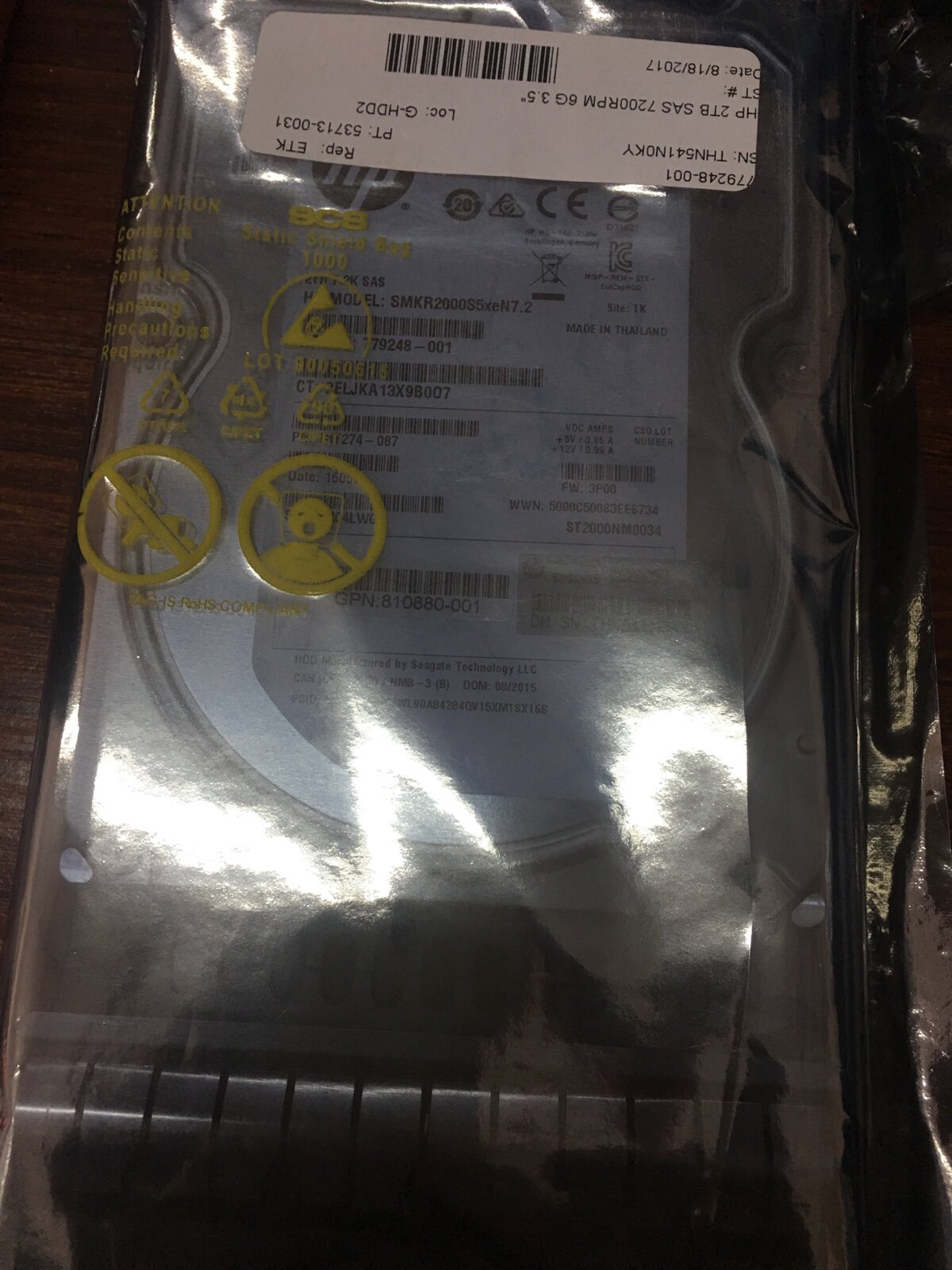 HP 810767-001 810880-001 2TB SAS 3 5 Original Hard Drive