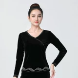 Бархатный демисезонный элитный костюм, лонгслив, увеличенная толщина, V-образный вырез