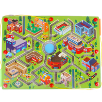 Qiaozhimu pen magnetic iron maze beads toy urban traffic maze children early education interaction 3-4-5 years old