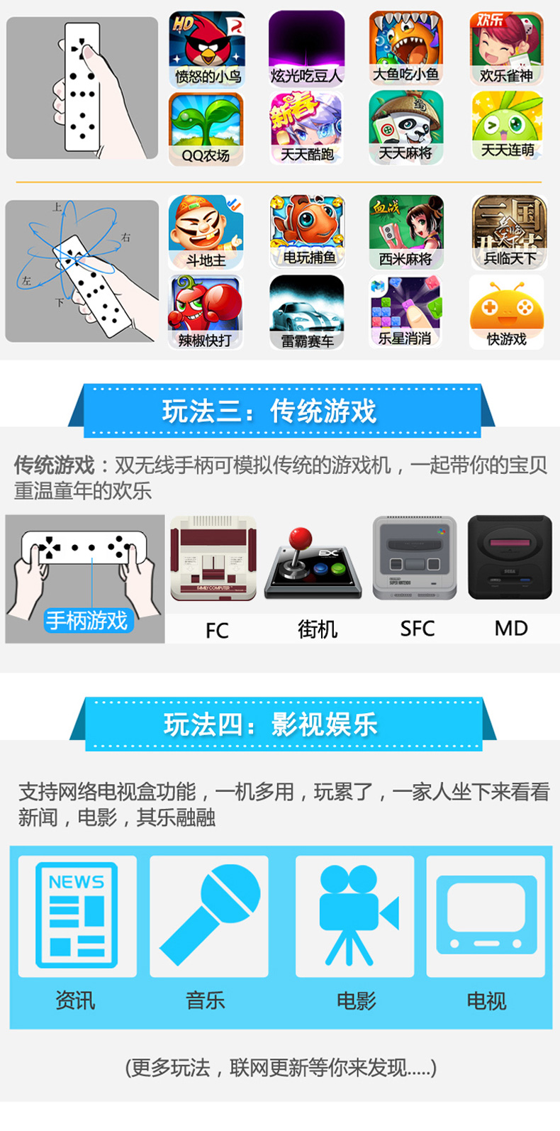 Công nghệ Alien ET-66 TV Tương tác Thông minh HD Thể dục Giải trí Trang chủ Somatosensory Game Console tay cầm pc