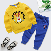 Childrens sports suit boys autumn and winter long sleeve pants two-piece girl pullover baby sweater trousers Cotton