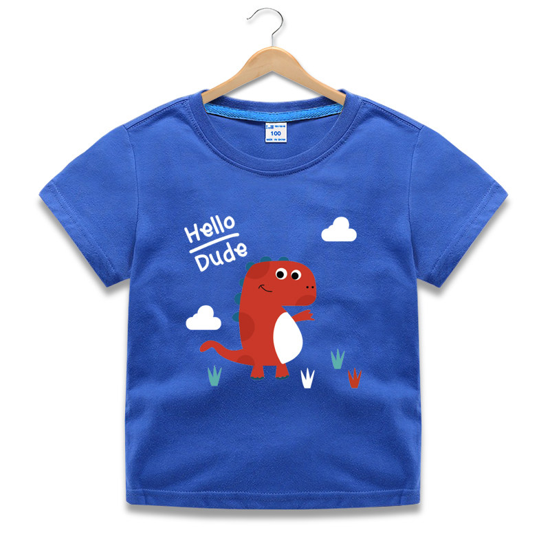 Boys short-sleeved Korean version of the T-shirt baby girl casual half-sleeve shirt round collar print children's cartoon breathable top cotton 5