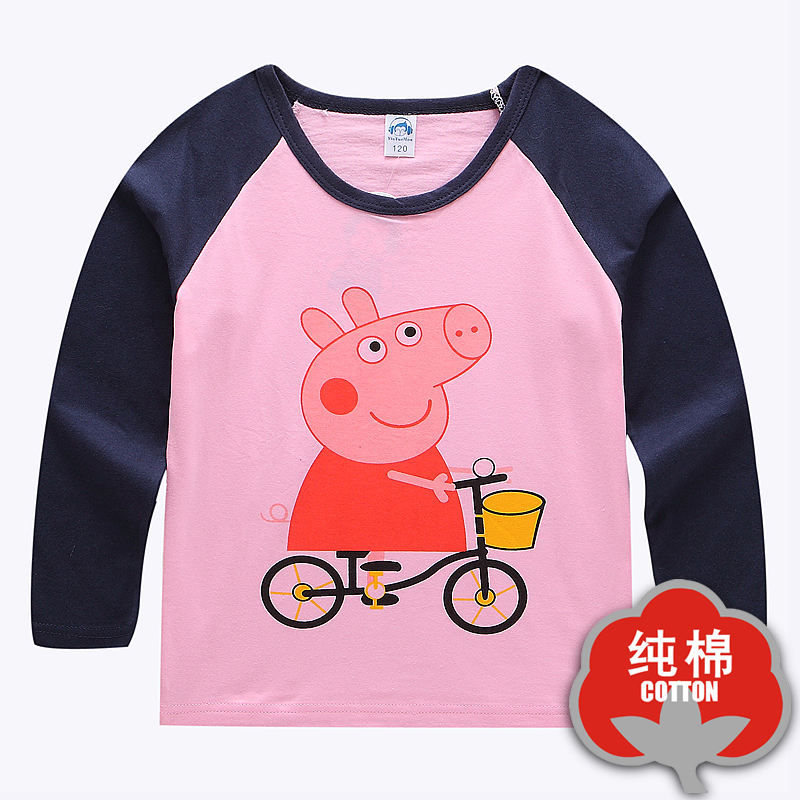 T-shirt cotton bé trai cô gái dài tay áo thun đáy siphone thủy triều mùa thu váy trẻ em 2018 trẻ em mới.