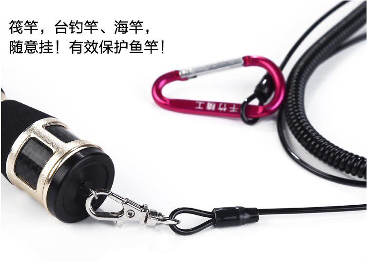 Thousand bamboo raft rod raft fishing lost hand rope steel wire guard rope put rod rope guard rod rope with carabiner rope 3 meters