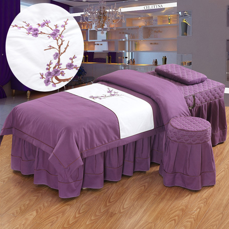 Simple khăn trải giường bông denim châu Âu vẻ đẹp mỹ phẩm câu lạc bộ đặc biệt nệm bìa Body hình thang đầu vuông đầu tròn - Trang bị tấm ga bọc giường spa